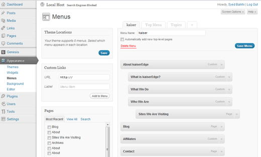 WordPress 3.2 Menus