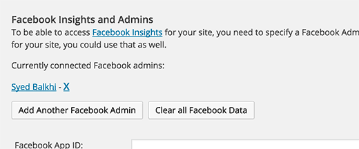 Facebook insights admin user added to WordPress SEO