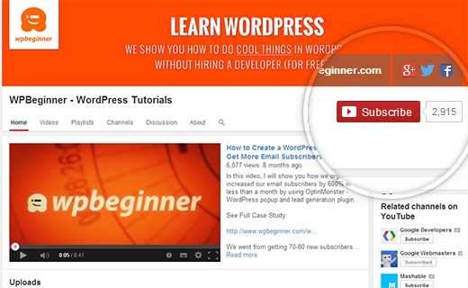 Subscribe to WPBeginner on YouTube