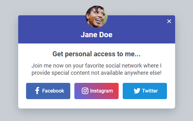 A social popup template in OptinMonster