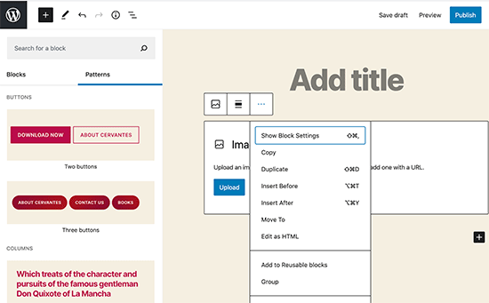 Improved block editor UI