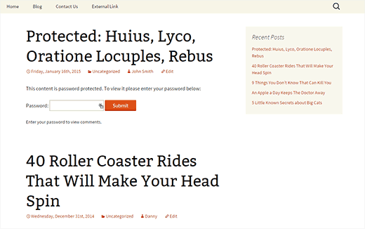 Password protected posts displayed on homepage and in widgets