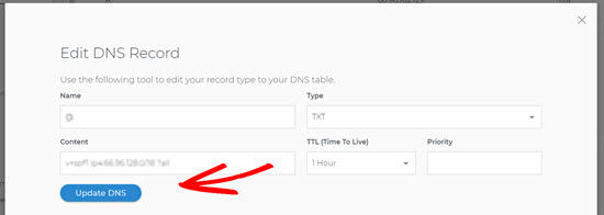 Saving TXT edit on DNS