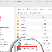 theme.json location as seen in Bluehost file manager