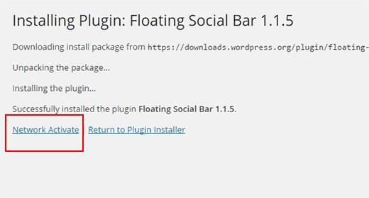 Network activate plugin