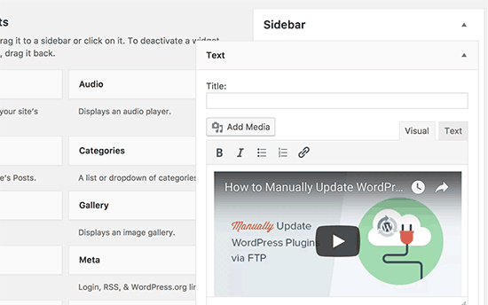 oEmbed in sidebar widgets