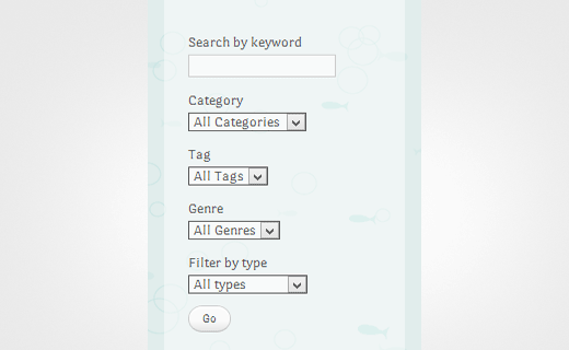 An advanced search form in WordPress