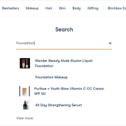 Example of a good search function by Birchbox