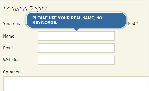 Adding jQuery Tooltips to WordPress Comment Form