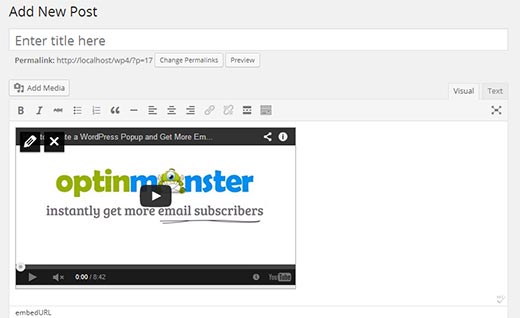 Visual embeds in WordPress 4.0