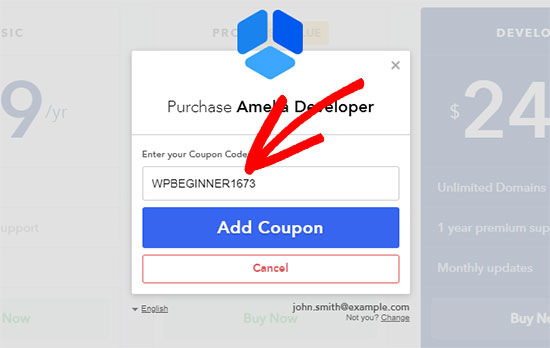 Type coupon