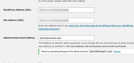 Verify admin email address