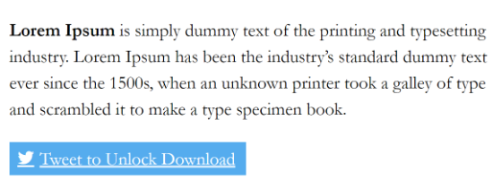 Tweet to Unlock Download button preview
