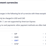 Stripe supported currencies