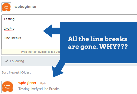 Livefyre Line Breaks