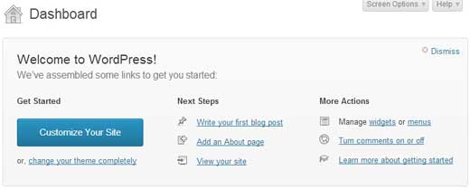 WordPress 3.5 New Welcome Screen