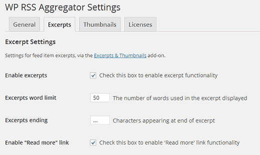 WP RSS Aggregator Settings