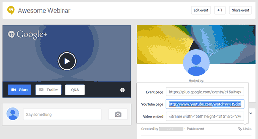 Getting your Google+ Hangout's YouTube URL to Embed in WordPress