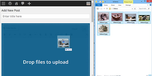 Drag and drop images into post editor for quicker uploads