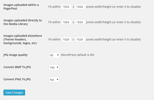 Imsanity plugin settings