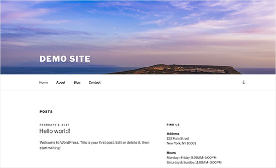 Header image in WordPress