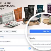 Call to action button on a Facebook business page