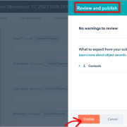 Reviewing and publishing HubSpot form