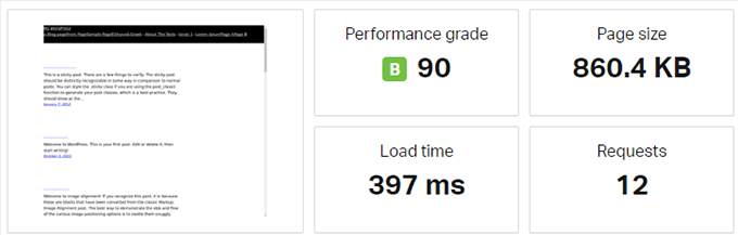 SiteGround speed test results