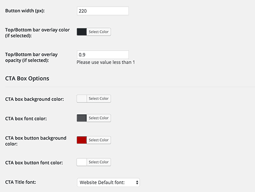 TLDR CTA display settings