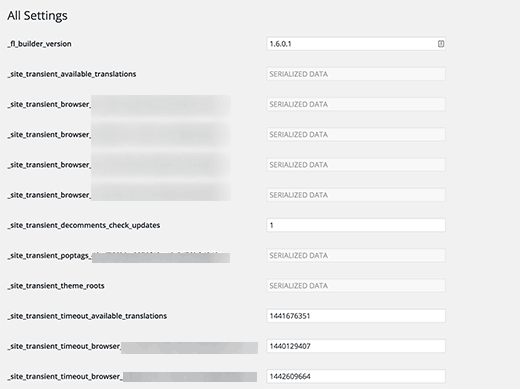 All options page in WordPress admin area