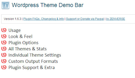 Theme Demo Bar WordPress plugin settings page