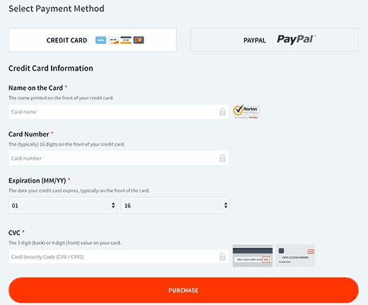 Select payment method