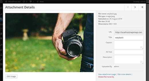 Media popup in WordPress  4.0