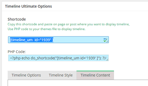 Copy and paste this shortcode to display your timeline