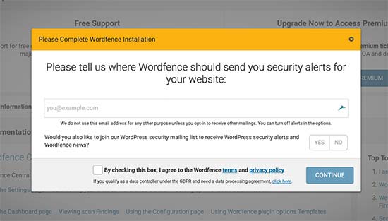 Wordfence setup