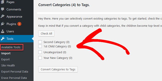 Convert Categories to Tags