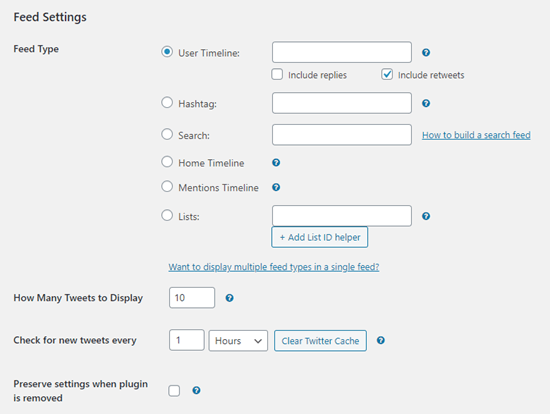 Deciding which tweets to include on your site