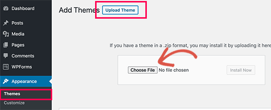 Upload theme file