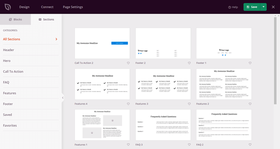 Adding sections to a SeedProd landing page