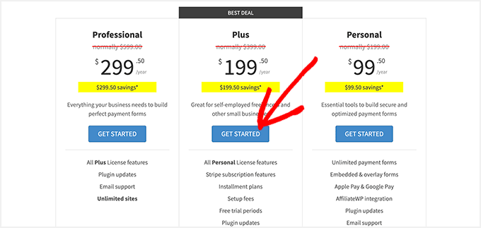 WP Simple Pay Pricing Plans