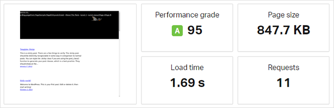 DreamHost speed test results