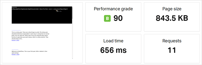 WP Engine speed test