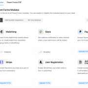 Fluent Forms' integrations section