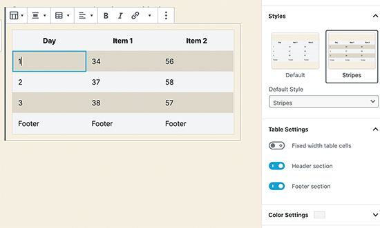 The new table block in WordPress 5.3