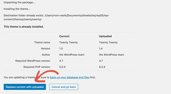Replace theme with new version