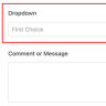 The dropdown field moved above Comment or Message