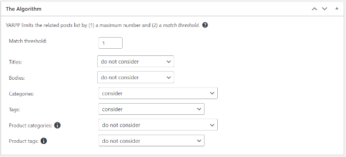 Change algorithm settings