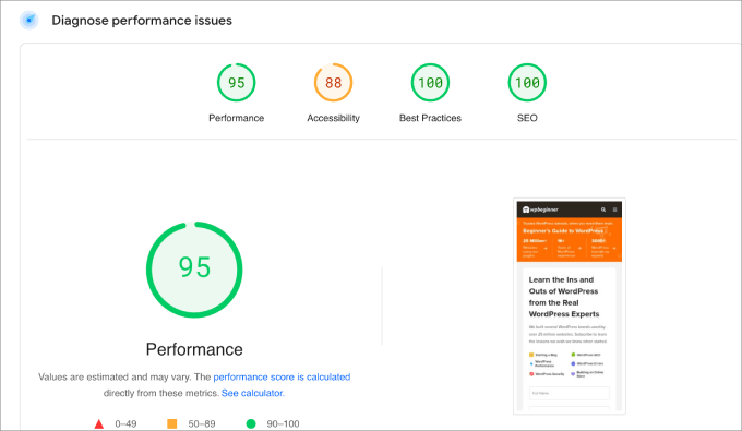 Mobile-friendliness score