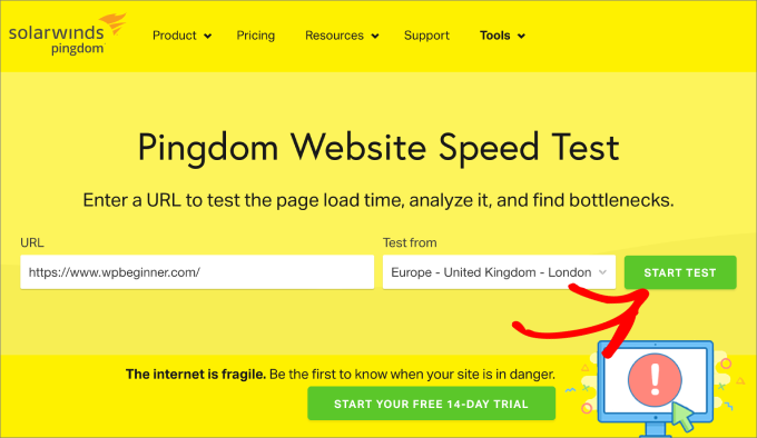 pingdom speed test