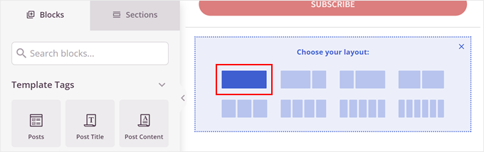 Choosing a row layout in SeedProd